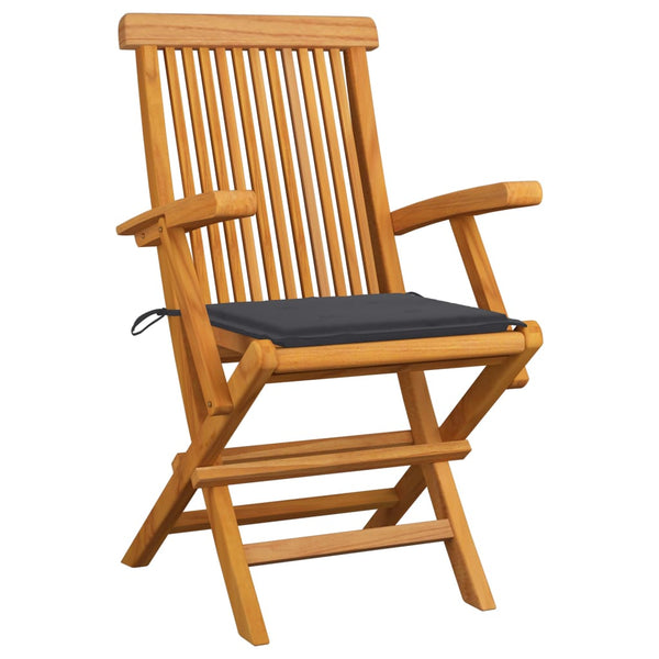 Garden Chairs With Anthracite Cushions 3 Pcs Solid Teak Wood Patio Chairs