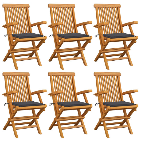 Garden Chairs With Anthracite Cushions 6 Pcs Solid Teak Wood Patio Chairs