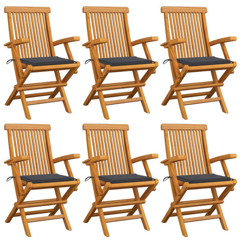 Garden Chairs With Anthracite Cushions 6 Pcs Solid Teak Wood Patio Chairs