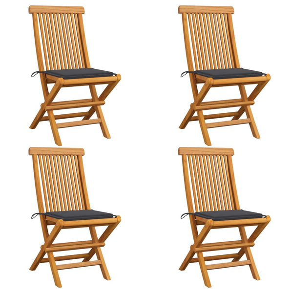 Garden Chairs With Anthracite Cushions 4 Pcs Solid Teak Wood Patio Chairs