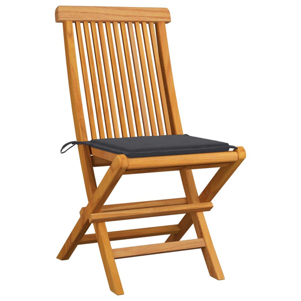 Garden Chairs With Anthracite Cushions 4 Pcs Solid Teak Wood Patio Chairs