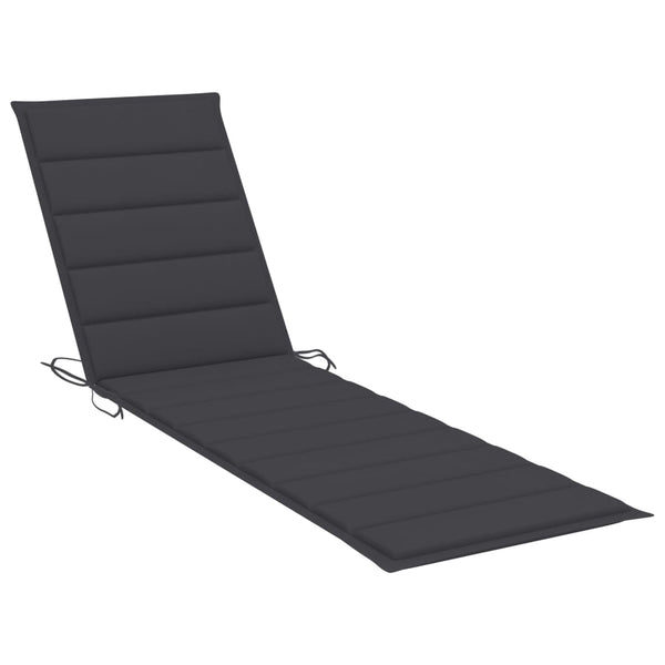 Sun Lounger With Anthracite Cushion Solid Teak Wood Loungers