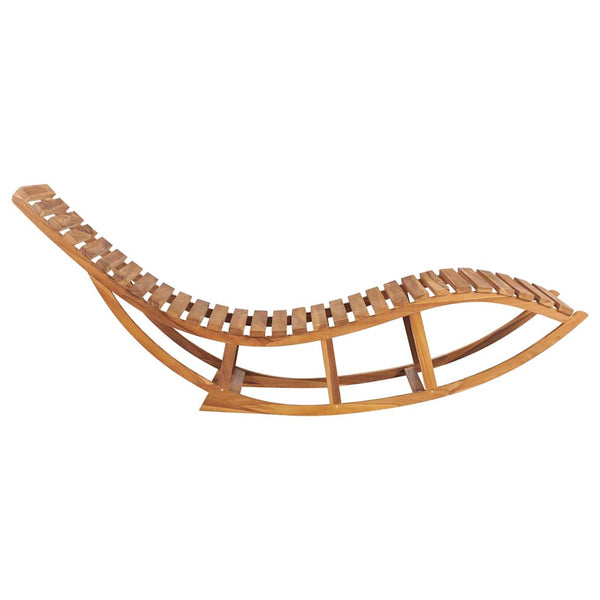 Solid Teak Wood Rocking Sun Lounger With Anthracite Cushion Loungers