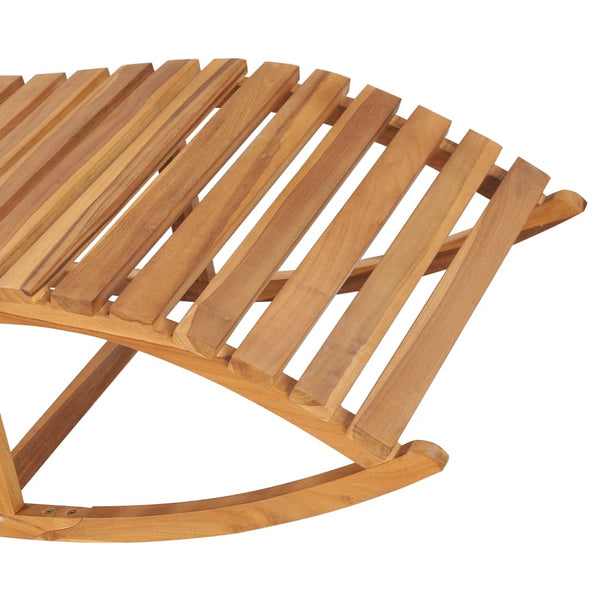 Rocking Sun Lounger With Cushion Solid Teak Wood Loungers