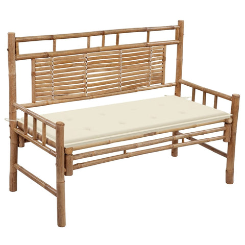 Garden Bench With Cushion 120 Cm Bamboo Patio Benches