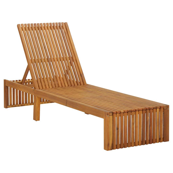 Sun Lounger With Cushion Solid Acacia Wood Loungers
