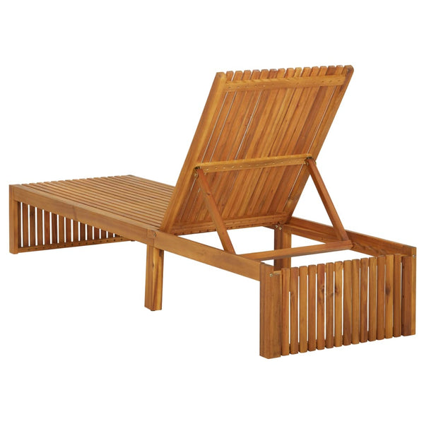 Sun Lounger With Cushion Solid Acacia Wood Loungers