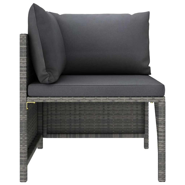 8 Piece Poly Rattan Garden Lounge Set With Cushions Grey Loungers