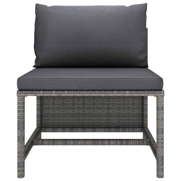 8 Piece Poly Rattan Garden Lounge Set With Cushions Grey Loungers