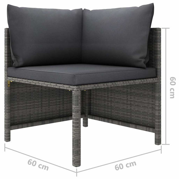 8 Piece Poly Rattan Garden Lounge Set With Cushions Grey Loungers