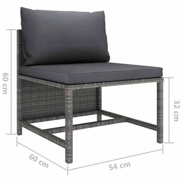 8 Piece Poly Rattan Garden Lounge Set With Cushions Grey Loungers