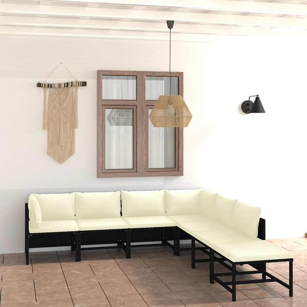 Vidaxl 7 Piece Garden Lounge Set With Cushions Poly Rattan Black Loungers