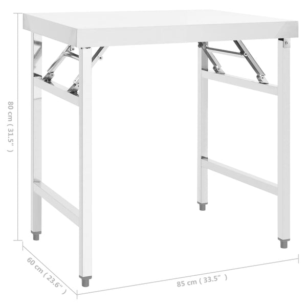 Kitchen Carts Kitchen Folding Work Table 85X60x80 Cm Stainless Steel