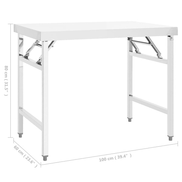 Kitchen Folding Work Table 100X60x80 Cm Stainless Steel Kitchen Carts