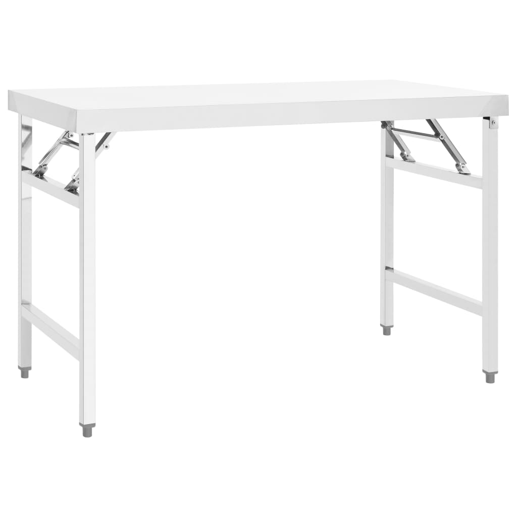 Kitchen Folding Work Table 120X60x80 Cm Stainless Steel Kitchen Carts