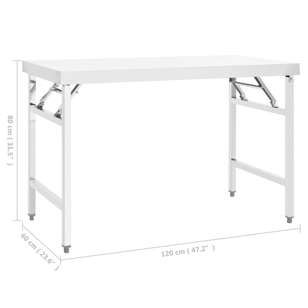 Kitchen Folding Work Table 120X60x80 Cm Stainless Steel Kitchen Carts
