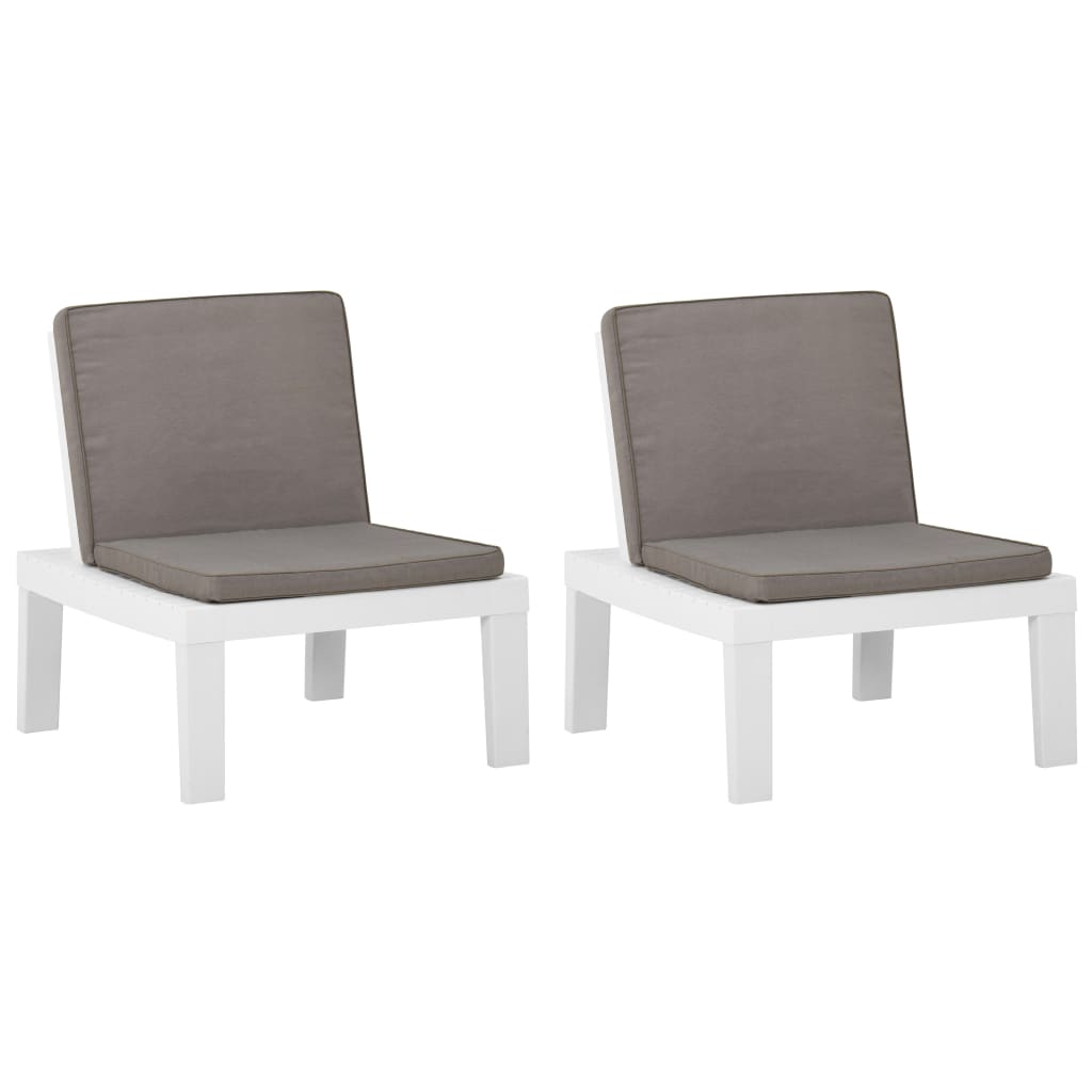Garden Lounge Chairs With Cushions 2 Pcs Plastic White Loungers