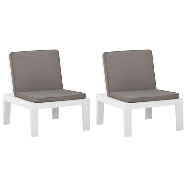 Garden Lounge Chairs With Cushions 2 Pcs Plastic White Loungers