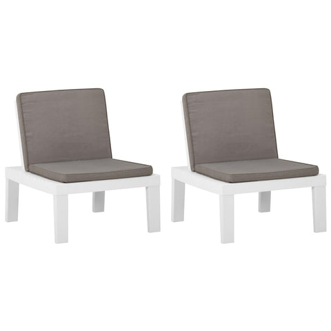Garden Lounge Chairs With Cushions 2 Pcs Plastic White Loungers