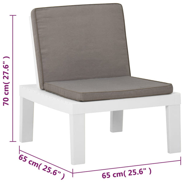 Garden Lounge Chairs With Cushions 2 Pcs Plastic White Loungers