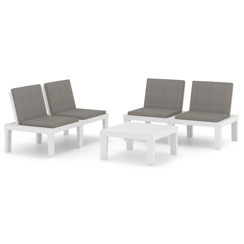 3 Piece Garden Lounge Set With Cushions Plastic White Patio Furniture Sets