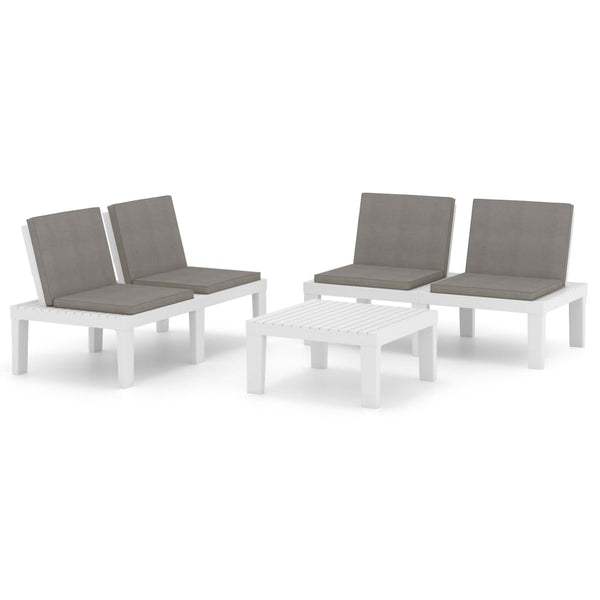 3 Piece Garden Lounge Set With Cushions Plastic White Patio Furniture Sets