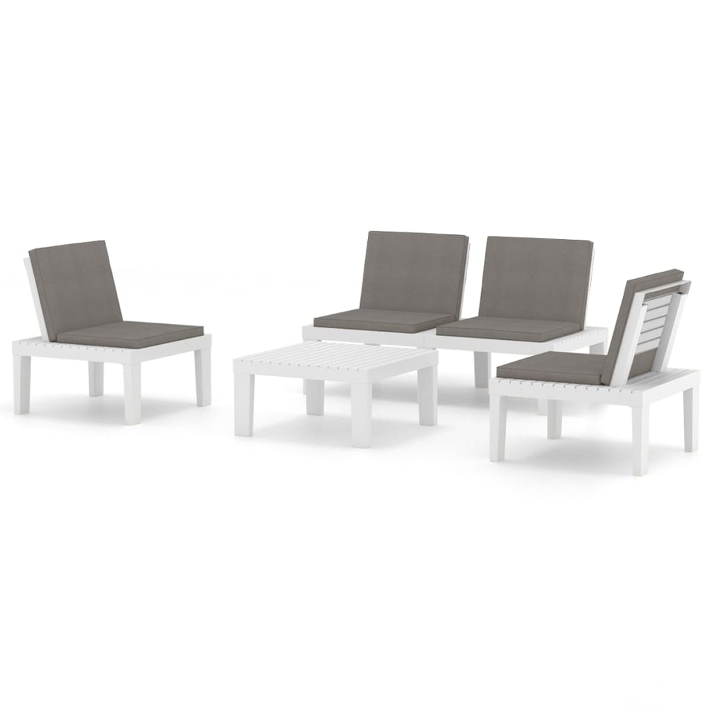 4 Piece Garden Lounge Set With Cushions Plastic White Patio Furniture Sets