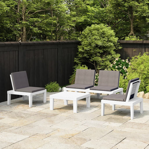 4 Piece Garden Lounge Set With Cushions Plastic White Patio Furniture Sets