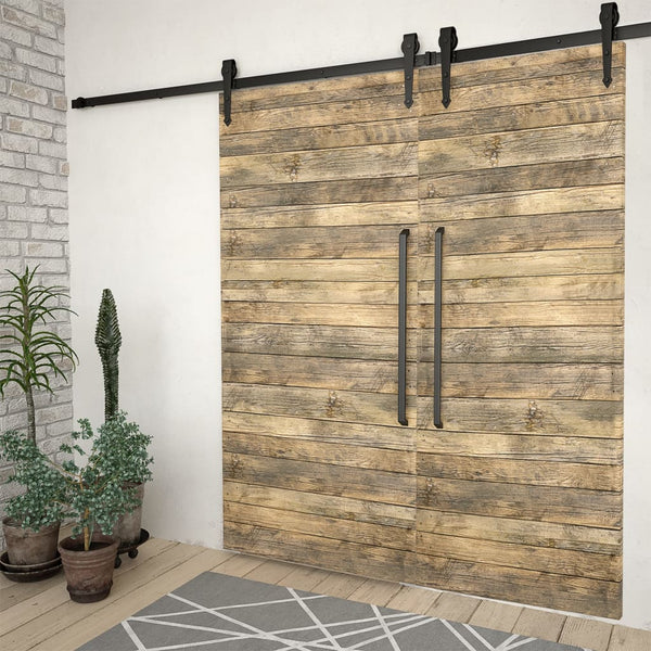 Kits 2 Pcs 200 Cm Steel Black Sliding Door Hardware