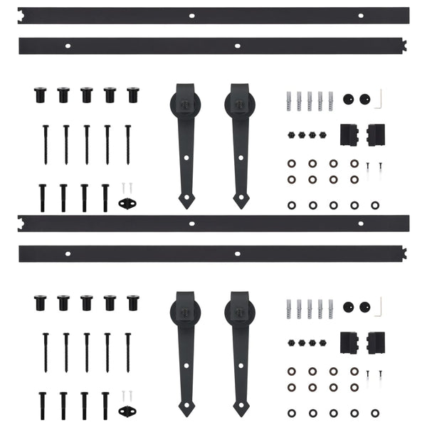 Kits 2 Pcs 200 Cm Steel Black Sliding Door Hardware