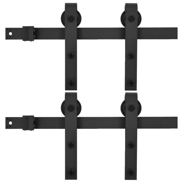 Kits 2 Pcs 200 Cm Steel Black Sliding Door Hardware