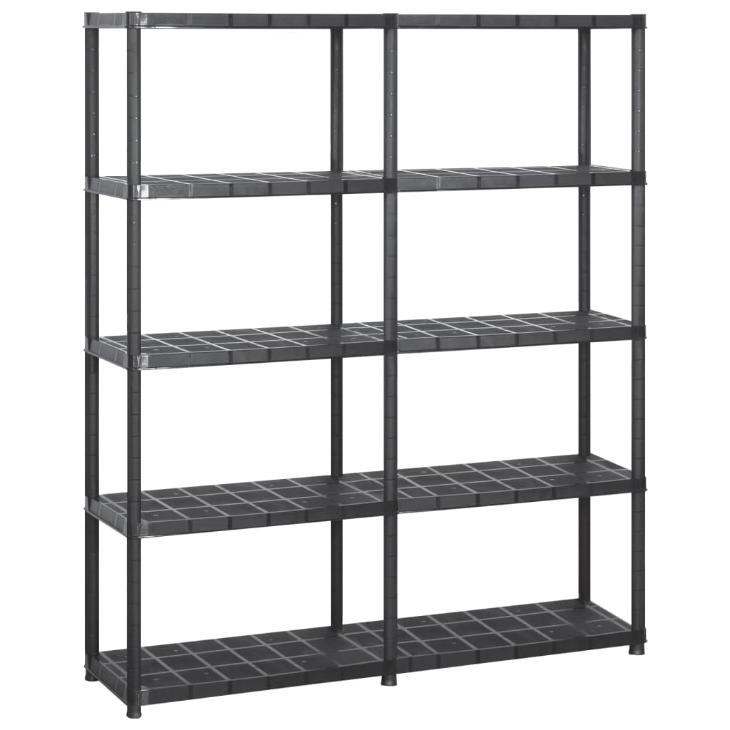 Storage Shelf 5 Tier Black 142X38x170 Cm Plastic Storage Units