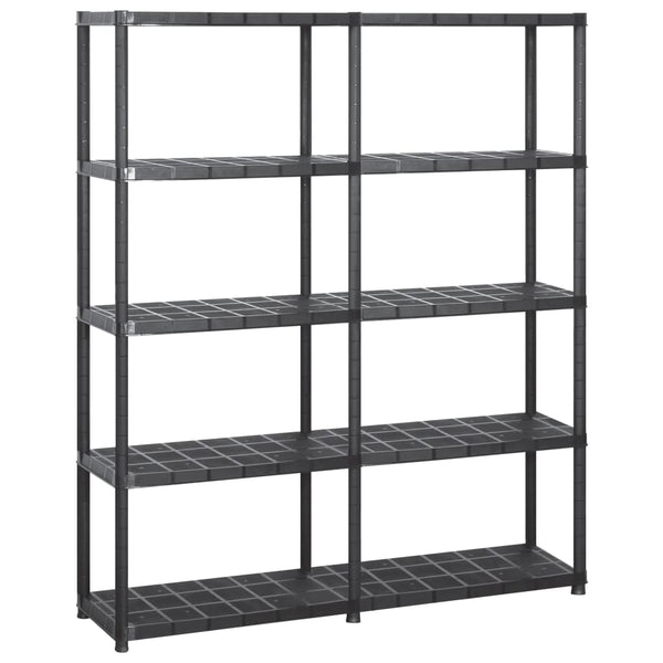 Storage Shelf 5 Tier Black 142X38x170 Cm Plastic Storage Units