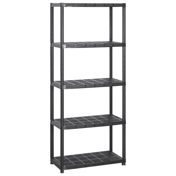 Storage Shelf 5 Tier Black 142X38x170 Cm Plastic Storage Units