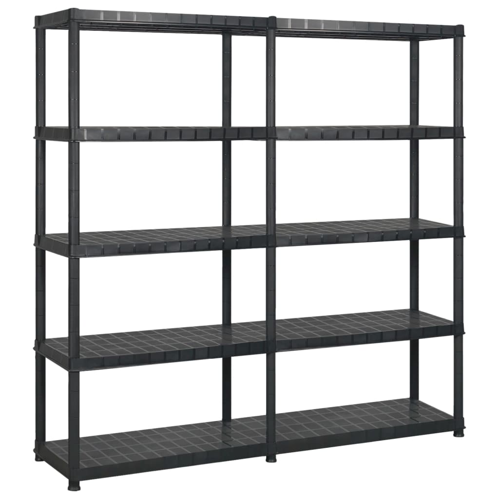 Storage Shelf 5 Tier Black 170X40x185 Cm Plastic Tool Shelving & Racking Systems