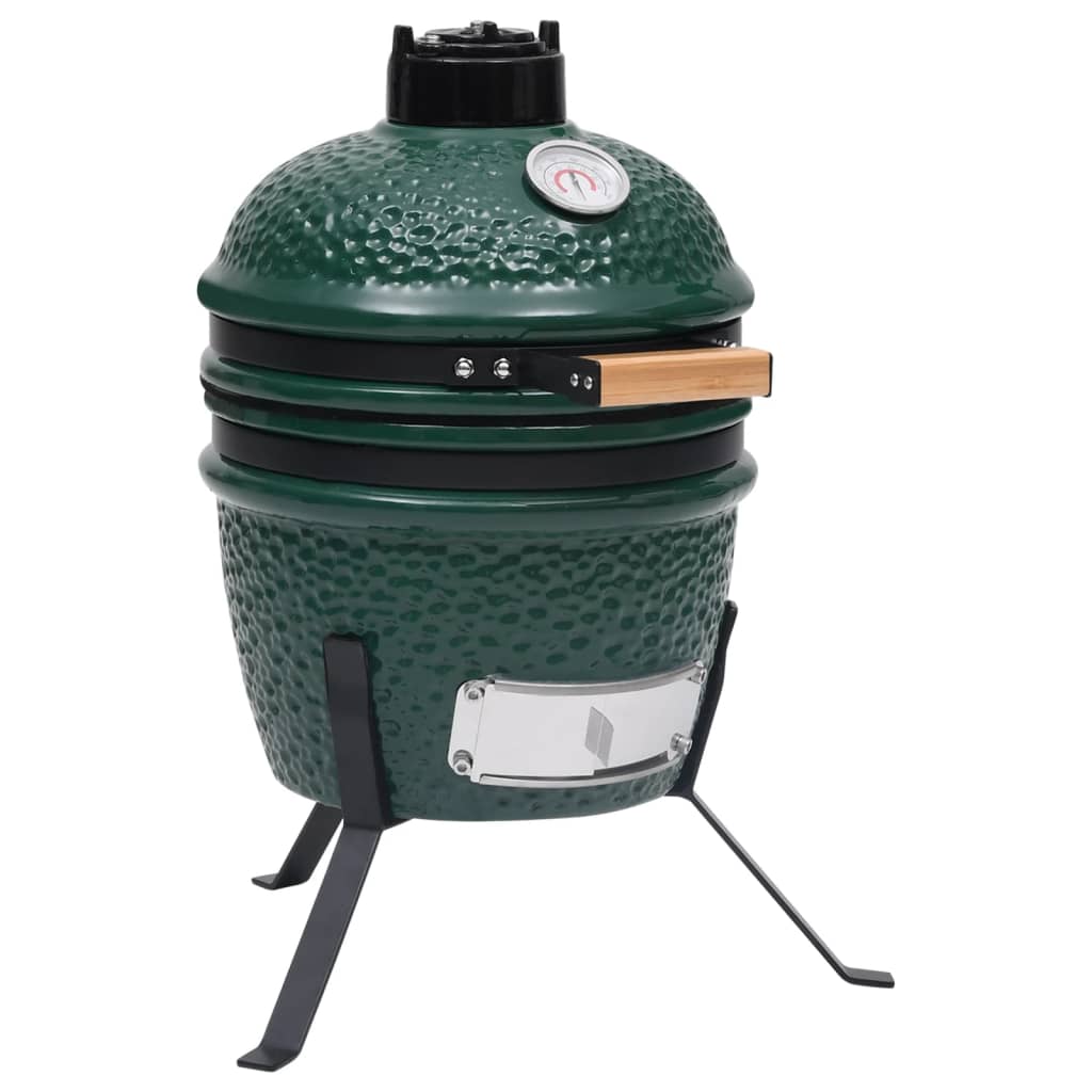 2 In 1 Kamado Barbecue Grill Smoker Ceramic 56 Cm Green Barbecues Grills & Smokers
