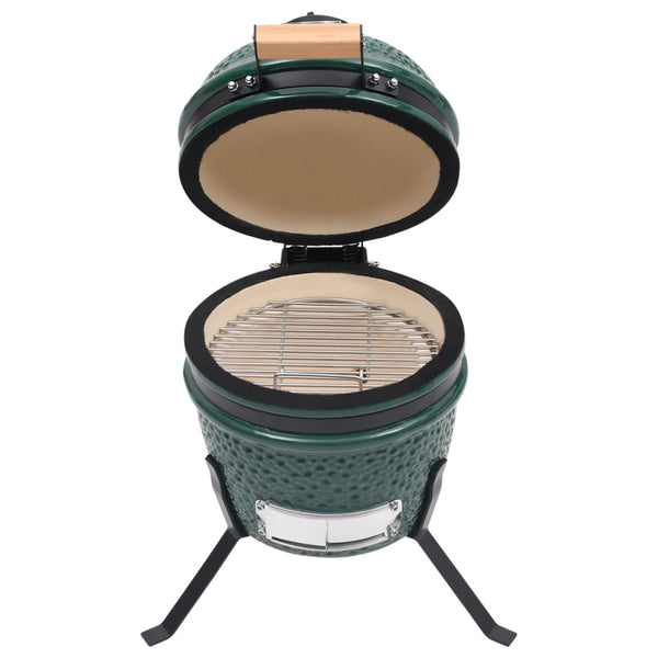 2 In 1 Kamado Barbecue Grill Smoker Ceramic 56 Cm Green Barbecues Grills & Smokers