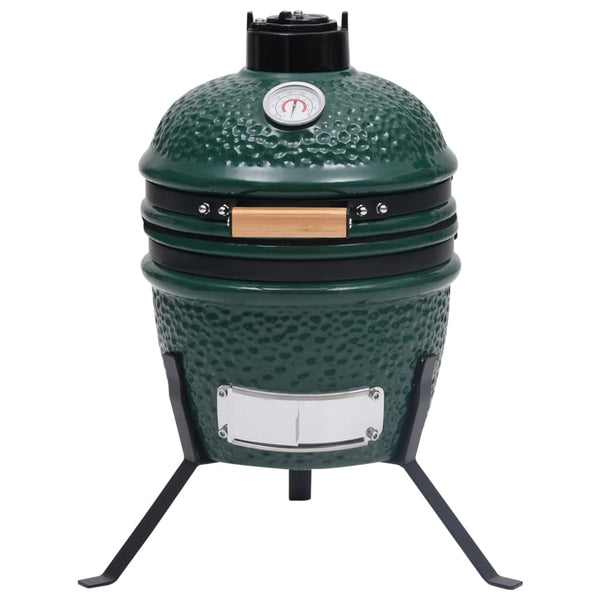 2 In 1 Kamado Barbecue Grill Smoker Ceramic 56 Cm Green Barbecues Grills & Smokers
