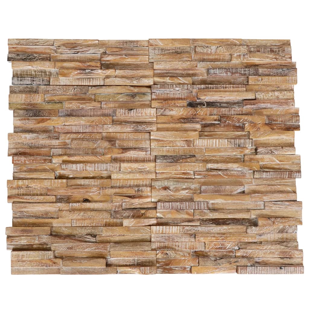 Floor & Wall Tiles 3D Wall Cladding Panels 10 Pcs 1.01 M Solid Teak Wood