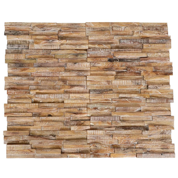 3D Wall Cladding Panels 10 Pcs 1.01 M Solid Teak Wood Floor & Wall Tiles