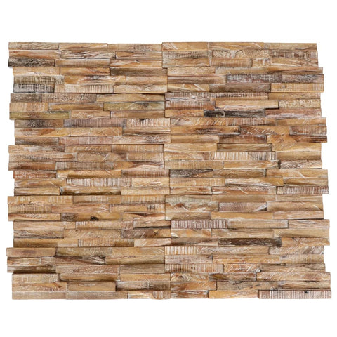 3D Wall Cladding Panels 10 Pcs 1.01 M Solid Teak Wood Floor & Wall Tiles