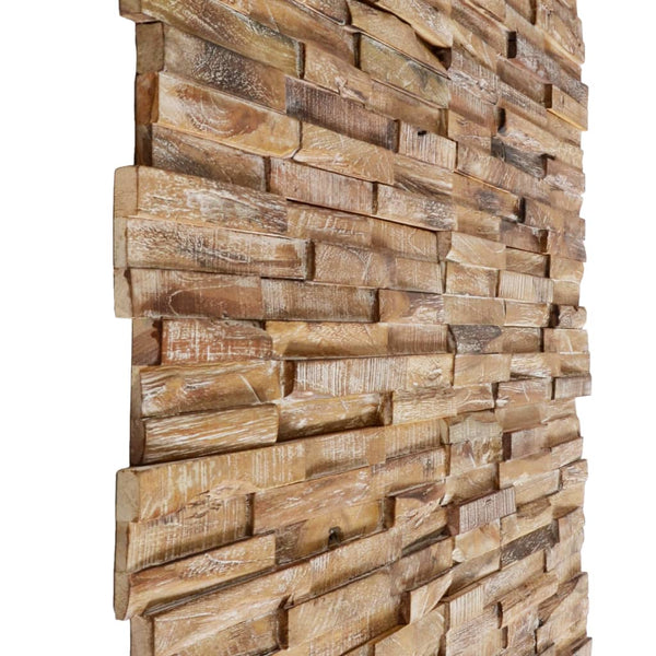 3D Wall Cladding Panels 10 Pcs 1.01 M Solid Teak Wood Floor & Wall Tiles
