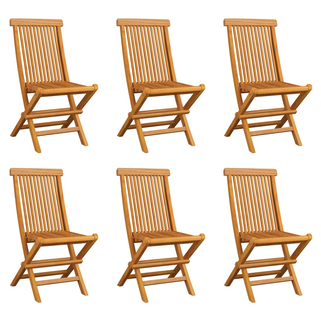 Patio Chairs Folding Garden Chairs 6 Pcs Solid Teak Wood