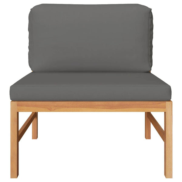 Vidaxl Middle Sofa With Dark Grey Cushions Solid Teak Wood Sofas Armchairs & Couches