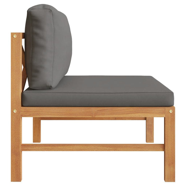 Vidaxl Middle Sofa With Dark Grey Cushions Solid Teak Wood Sofas Armchairs & Couches