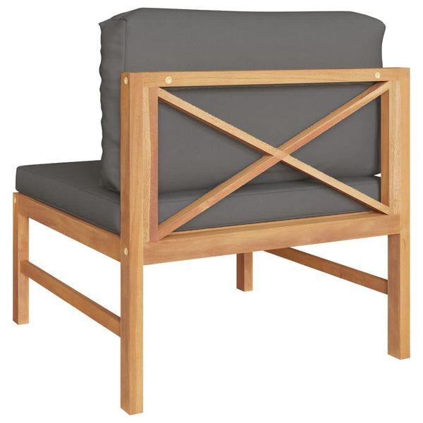 Vidaxl Middle Sofa With Dark Grey Cushions Solid Teak Wood Sofas Armchairs & Couches