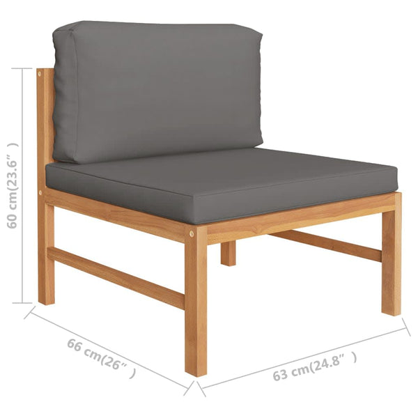 Vidaxl Middle Sofa With Dark Grey Cushions Solid Teak Wood Sofas Armchairs & Couches