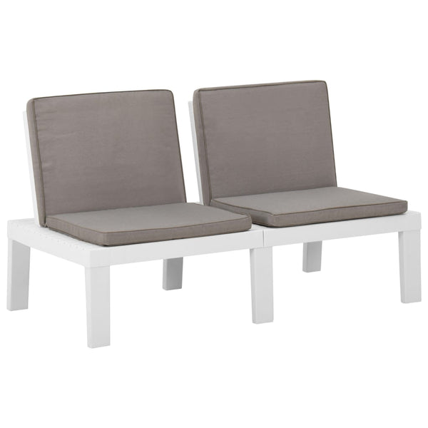 Vidaxl Garden Lounge Bench With Cushion Plastic White 130 X 65 70 Cm Patio Benches