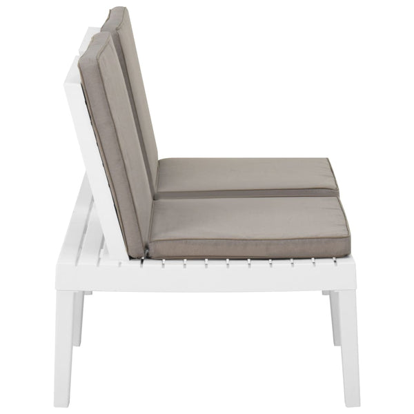 Vidaxl Garden Lounge Bench With Cushion Plastic White 130 X 65 70 Cm Patio Benches