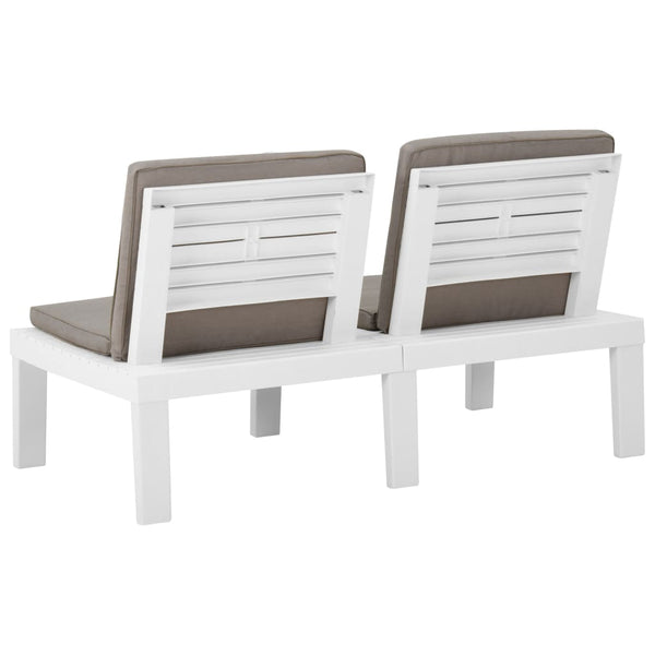 Vidaxl Garden Lounge Bench With Cushion Plastic White 130 X 65 70 Cm Patio Benches